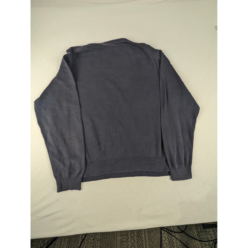 Polo Ralph Lauren Mens XXL Navy Blue Pima Cotton V-Neck Sweater Green Pony Logo - Picture 6 of 11